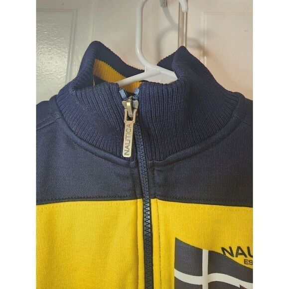 Nautica Boys XL Sailing Club Full Zip Track Sweatshirt Navy Yellow Cotton - Picture 3 of 6